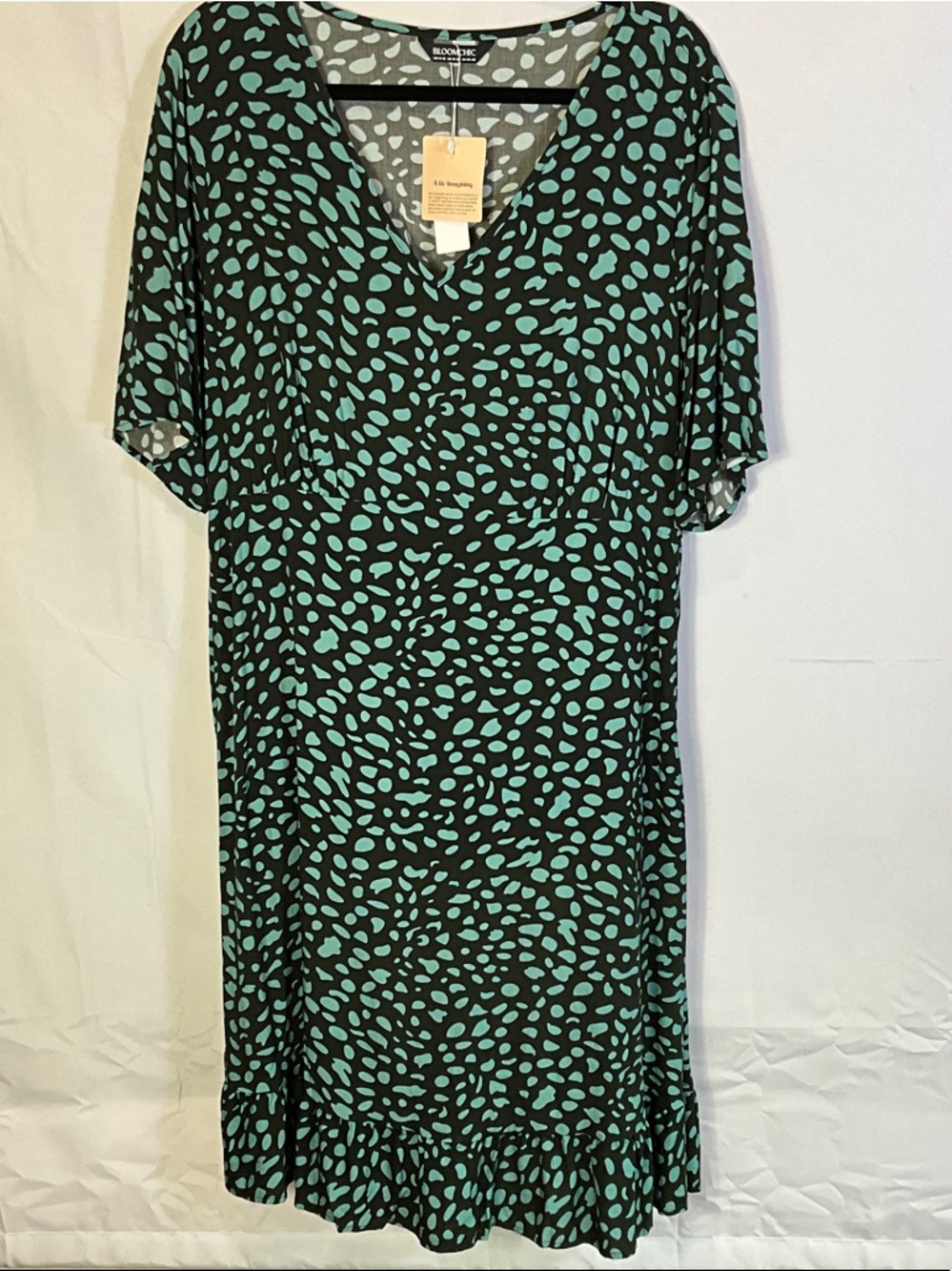 BloomChic Flutter Sleeve Animal Print Midi Dress With Pockets Size 14-16